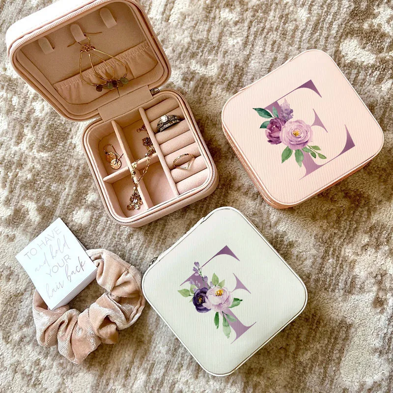 Travel Jewellery & Accessories Organiser - Boîte à bijoux lettres violettes, cadeau