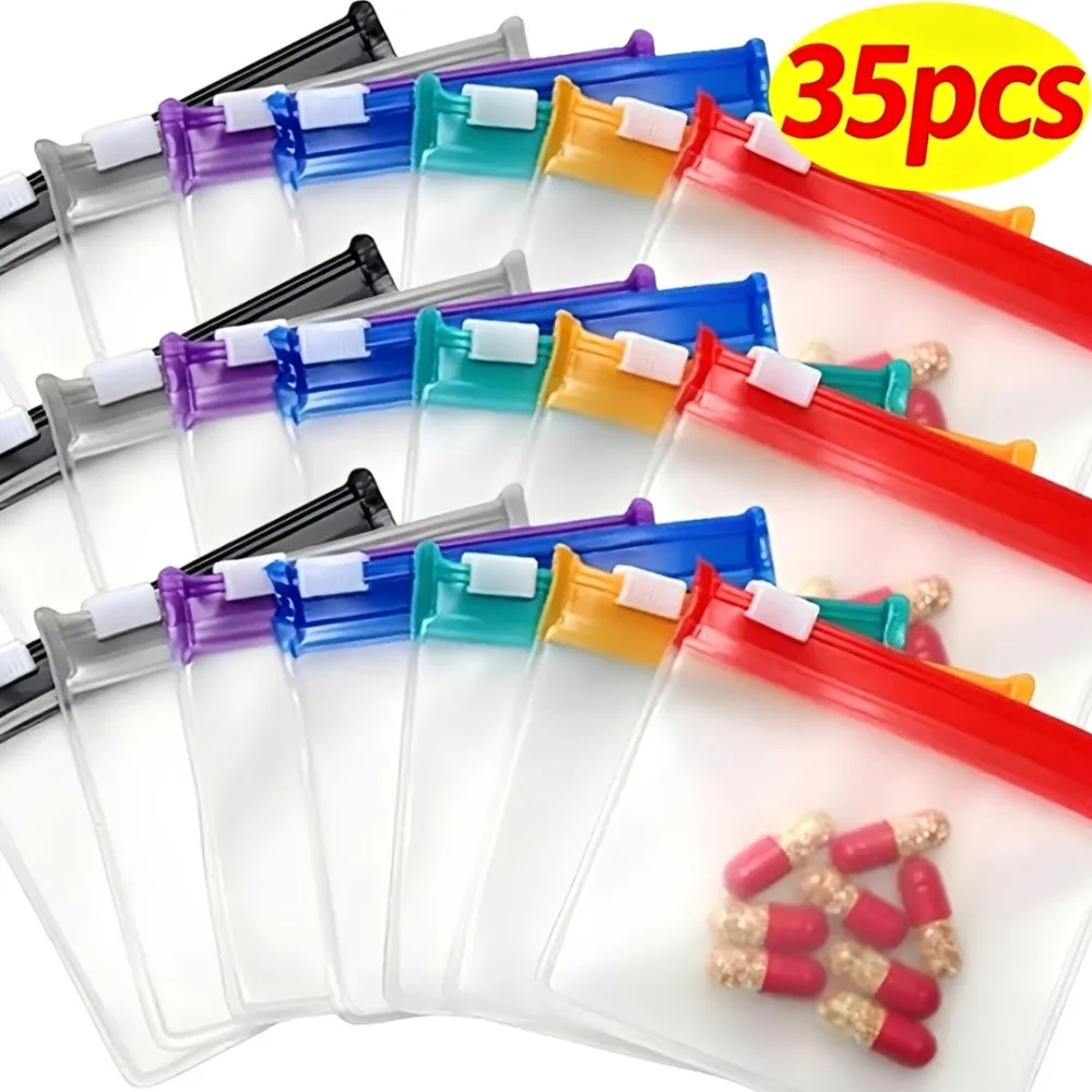 Reusable Zip Bag - Mini sacs distributeurs de pilules colorés,